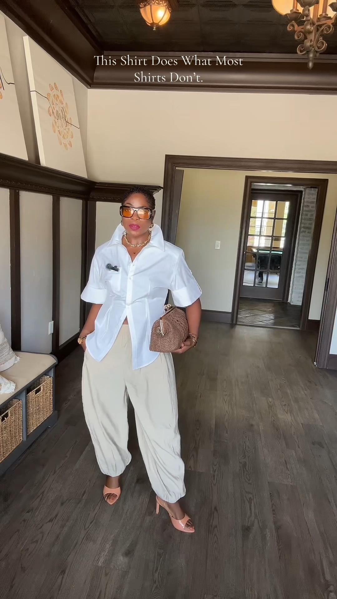 One great white shirt can completely change your wardrobe. 🤍

This structured white shirt creates a beautiful waistline, features removable shoulder pads, and instantly elevates even the simplest outfit. I styled it with tailored pants and bold accessories for a polished, timeless look you’ll wear on repeat.

✨ Perfect for work outfits, date nights, brunch, business casual, elevated everyday style, and capsule wardrobes.

Shop the complete look before your size sells out. Save this outfit for your next style refresh and follow for more timeless personal style and elevated outfit inspiration. 

White shirt • Structured shirt • Personal style • Capsule wardrobe • Timeless fashion • Elevated basics • Business casual • Work outfit • Chic outfit • Minimal style • Classic wardrobe • Outfit inspiration • Everyday style • Wardrobe essentials