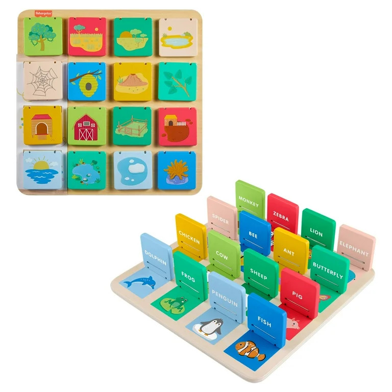 Fisher-Price Wooden Flip & Reveal Busy Activity Board, Learning Toy for Toddlers 3+ | Walmart (US)
