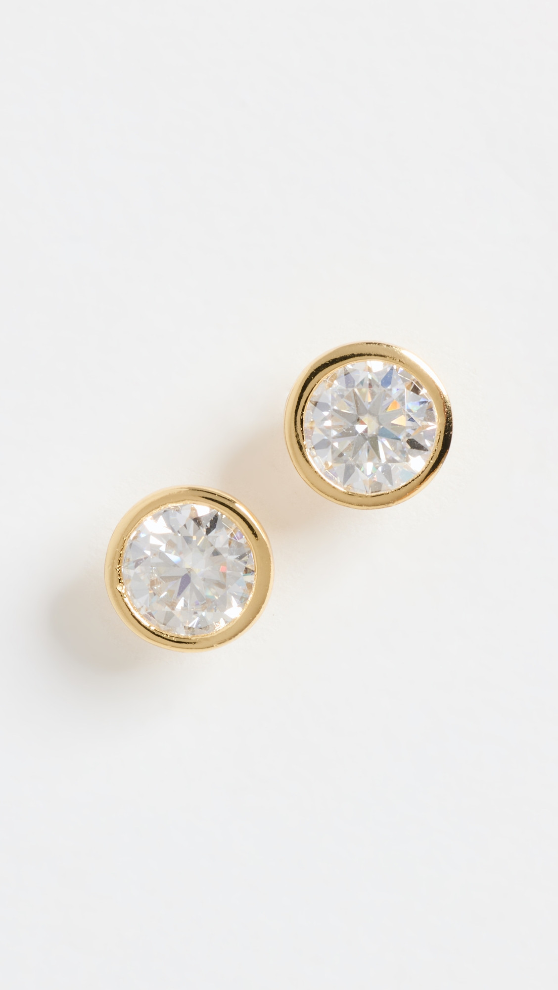 SHASHI Bezel Stud Earrings 5mm Gold One Size | Shopbop