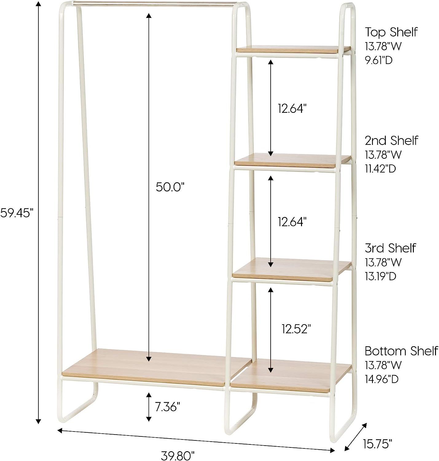 IRIS Metal Garment Rack with Wood Shelves, White and Light Brown | Amazon (US)