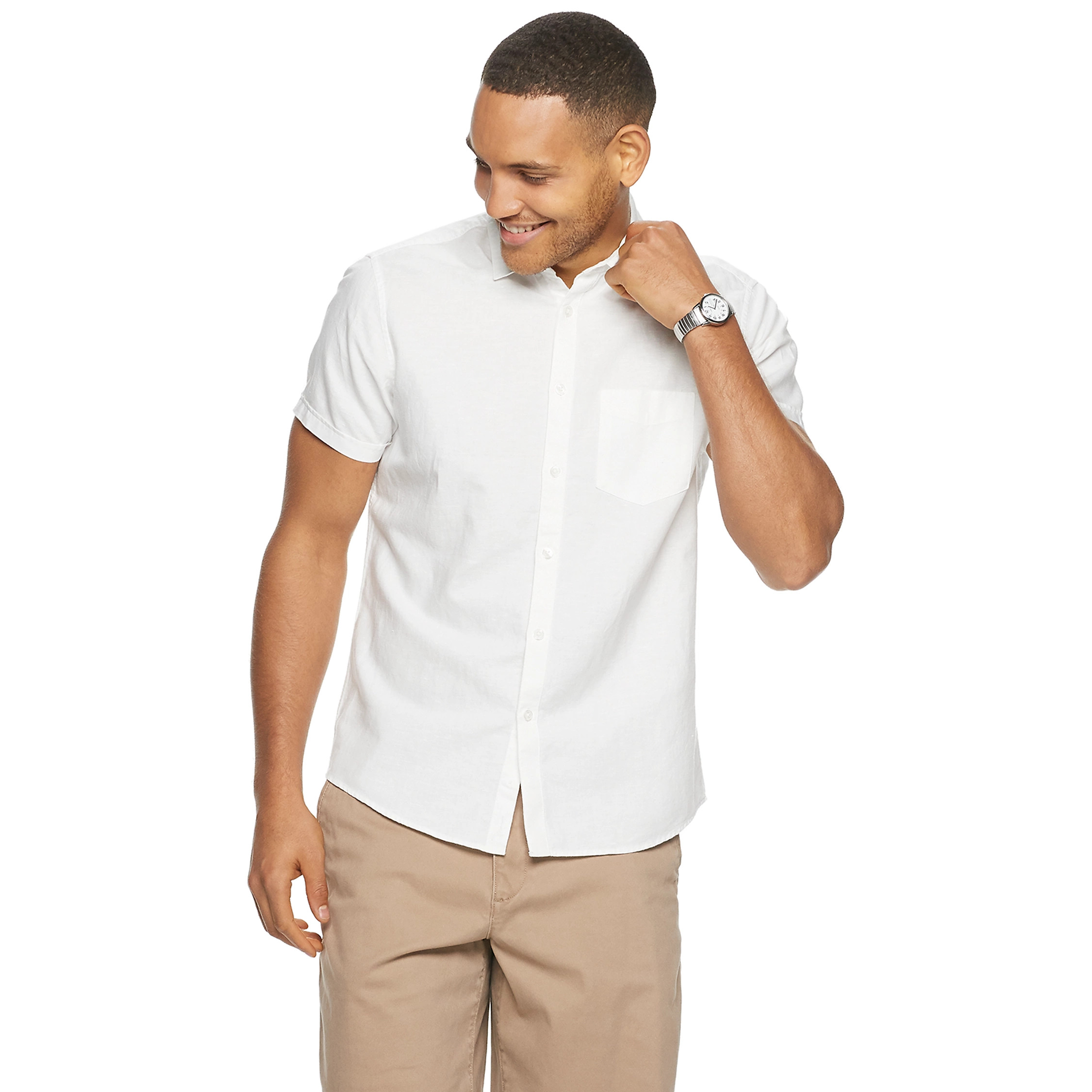 Men's Marc Anthony Linen Short Sleeve Button Down Shirt | Kohl's
