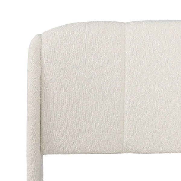 Christopher Knight Home Soft Boucle Fabric Upholstered Platform Bed with Curve-Shaped Design Head... | Bed Bath & Beyond
