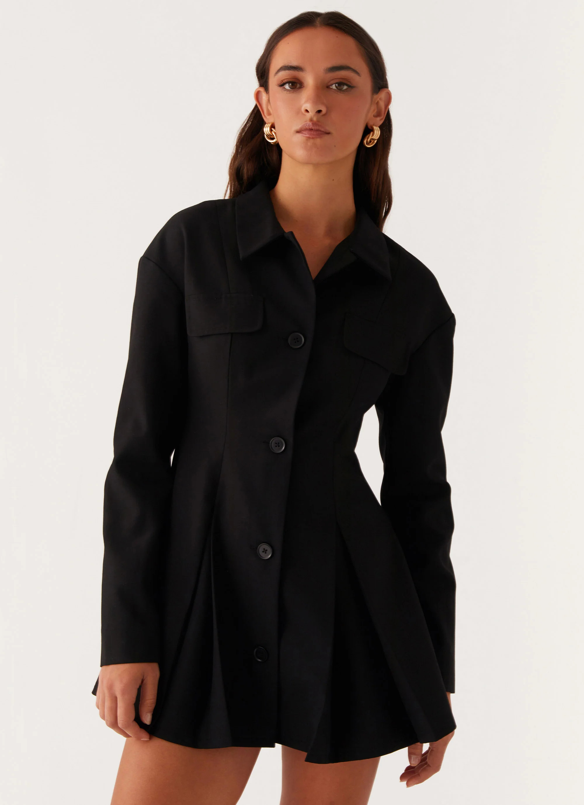 Emilia Collared Mini Dress - Black | Peppermayo (Global)