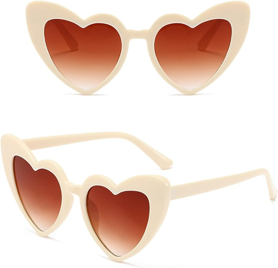 Heart Shaped Sunglasses for Women,Vintage Cat Eye Mod Style Retro Kurt Cobain Glasses | Amazon (US)