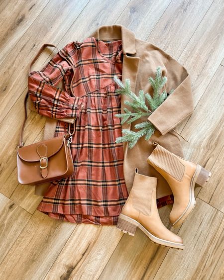 Holiday outfit ideas. Thanksgiving outfit. Plaid dress. Target fashion. Coat. Cardigan. Amazon fashion. Brown boots.

#LTKHoliday #LTKSeasonal #LTKGiftGuide