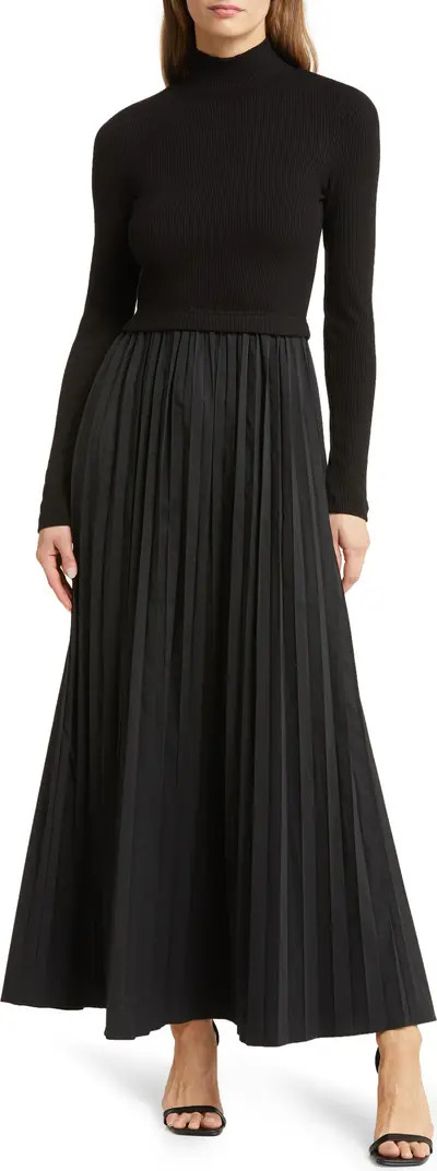 Long Sleeve Mixed Media Dress | Nordstrom