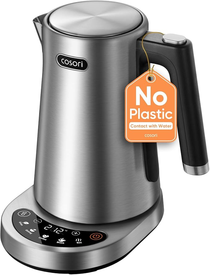 Cosori Electric Kettle, Plastic-Free Interior, 5 Presets ±5℉ Temperature Control, Fast Boiling... | Amazon (US)