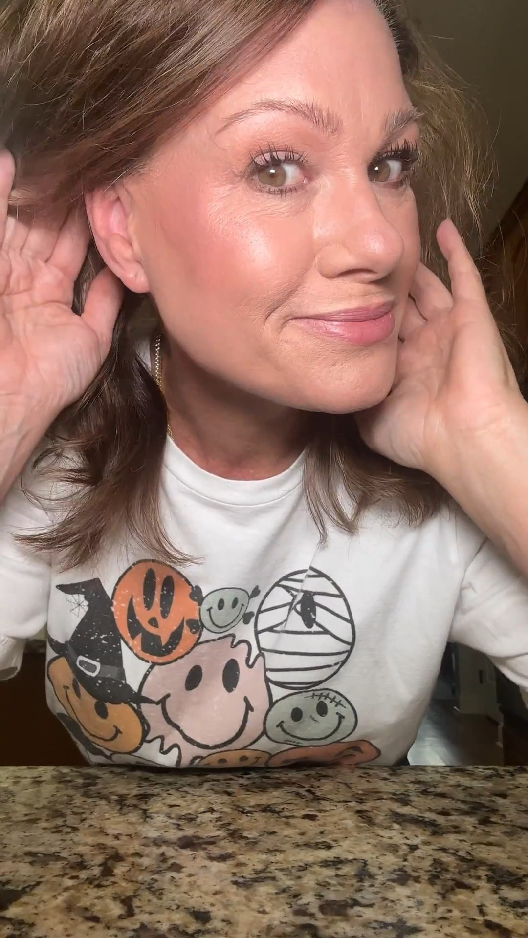 Makeup products. 
Versed Moisturizer 
Dibs Love Beam perfector-3(love triangle) 
Foundation- shade 4.5 
Dibs stick duo - shade 1.5 
Dibs Blush baked blush-shade Spiced gal
Eyeshadow- Morphe Flickering sand 
Dibs Love Beam setting spray 
Sweed eyeliner- golden beetle 

#LTKOver40 #LTKBeauty #LTKU