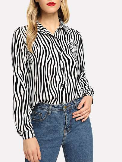 Zebra Print Blouse | SHEIN
