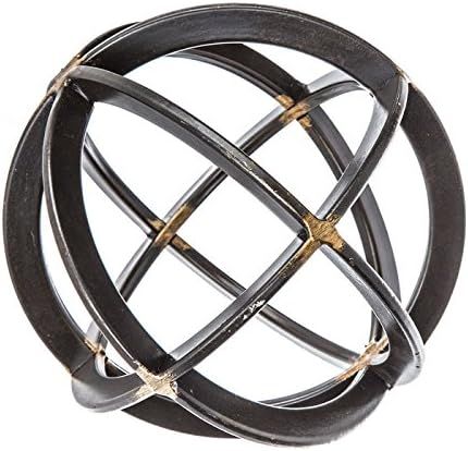 Everydecor Decorative Sphere - Black & Gold Iron Bands Metal Sculpture - Modern Home Decor Accents - | Amazon (US)