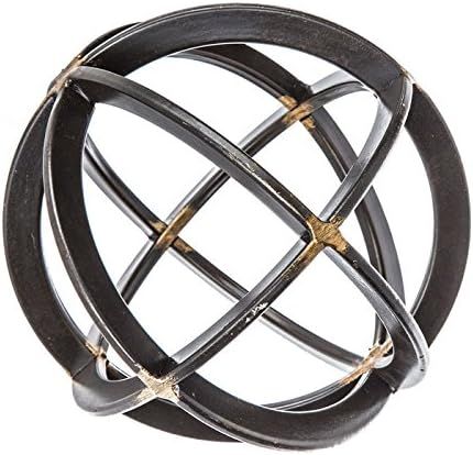 Everydecor Decorative Sphere - Black & Gold Iron Bands Metal Sculpture - Modern Home Decor Accent... | Amazon (US)