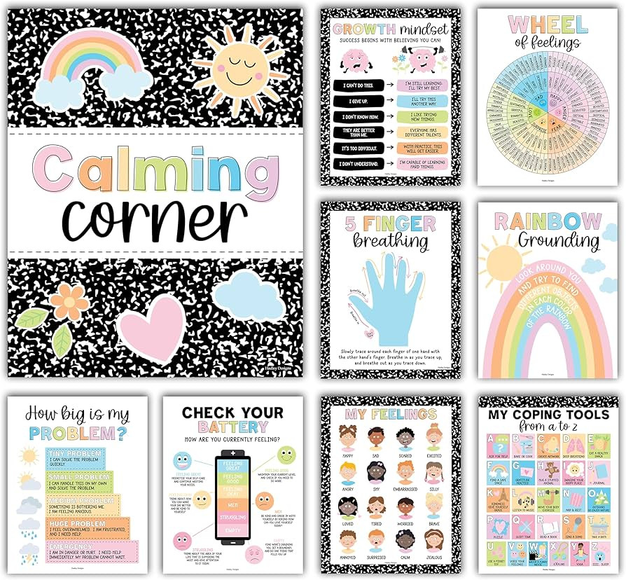 9 Calming Corner Posters for Classroom Must Haves for Teachers - 11x14" Calm Down Corner Supplies... | Amazon (US)