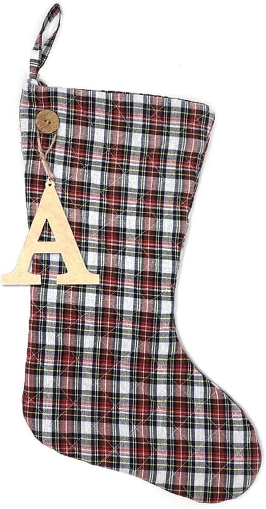 Marilee Home 18" Highland Tartan Quilted Stocking with Personalized Letter Charm | Amazon (US)