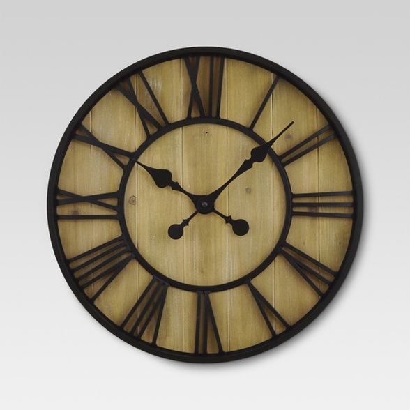 Roman 23" Wall Clock Black Bronze/Pine Finish - Threshold™ | Target