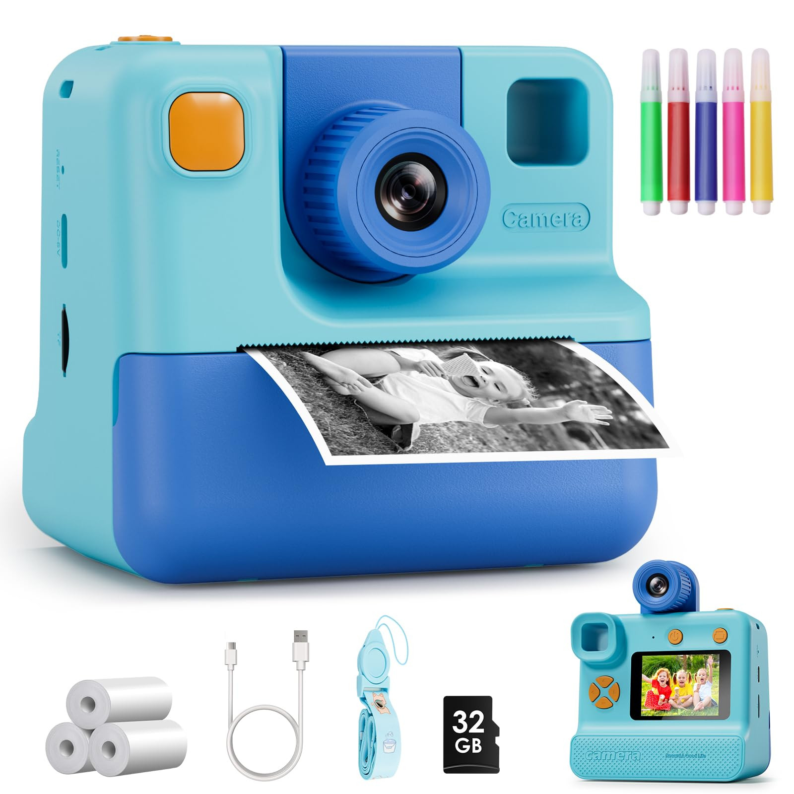 Kids Camera Instant Print, Christmas Birthday Gifts for Girl Boys 3-12 Years Old, FHD Selfie Digi... | Amazon (US)