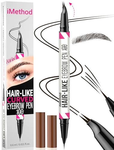 iMethod Curved Eyebrow Pen - 2-in-1 Dual-Ended Eyebrow Pencil with Curved Tip and Precise Brush-Tip, Microblading Pen for Natural Hair-Like Brows, Long Lasting, Black Brown | Amazon (US)