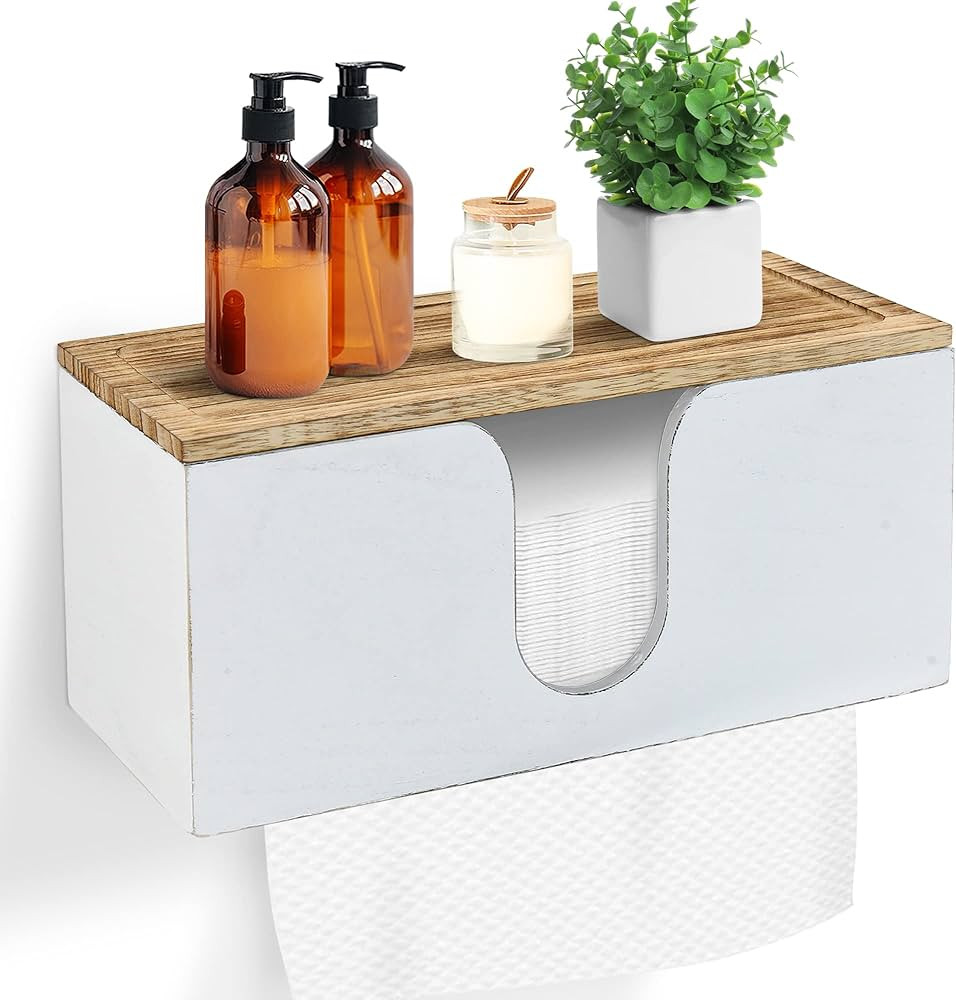 Solid Wood Paper Towel Dispenser Wall Mounted, Folded Paper Towel Holder with Lid, Commercial C-F... | Amazon (US)