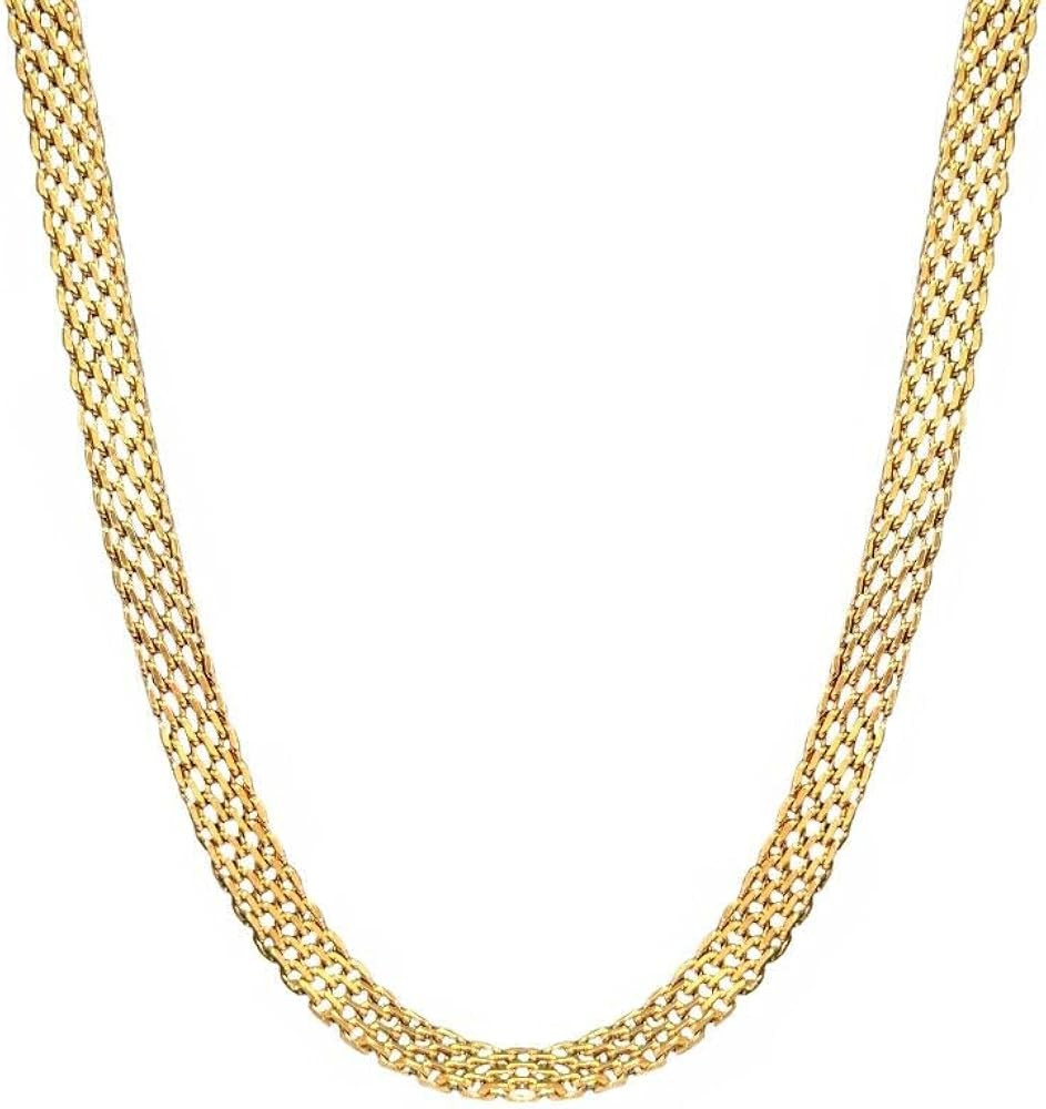 French Collar Necklace Gold Wide Flat Chain Titanium Steel Plated 18K Gold Necklace INS Minimalis... | Amazon (US)