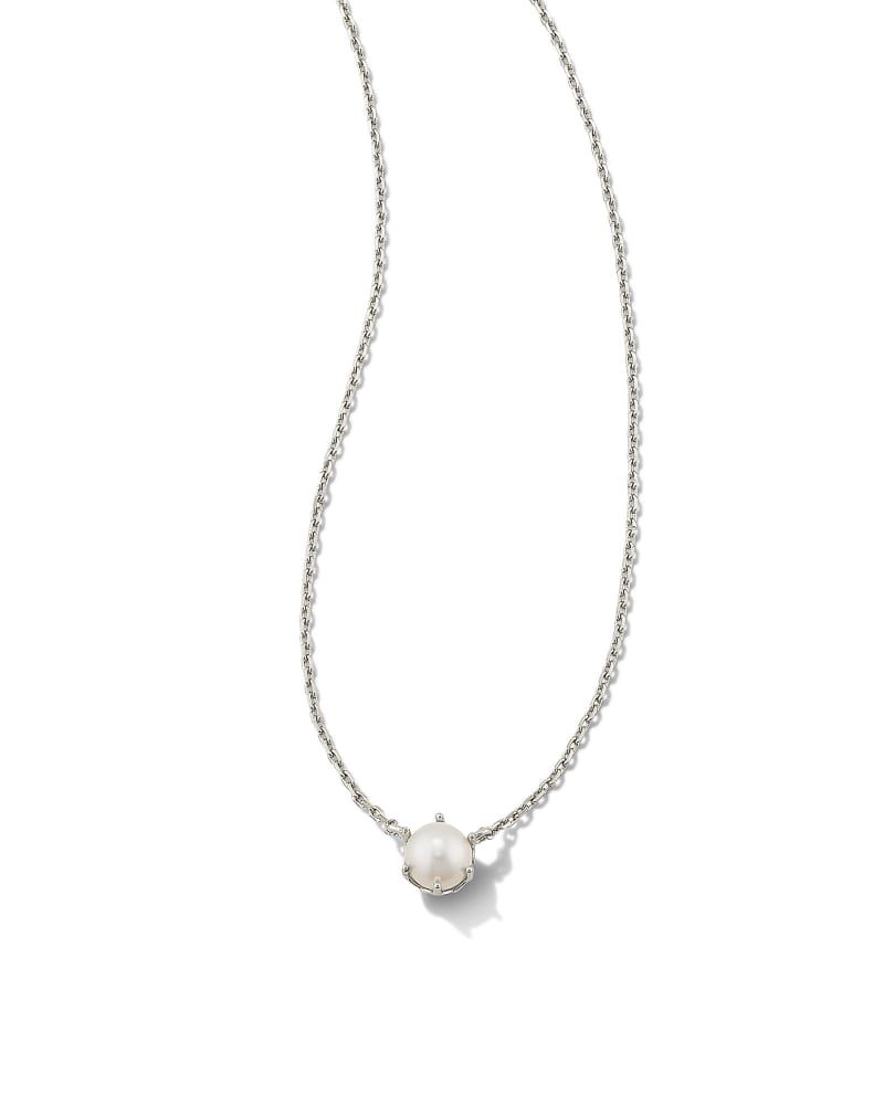 Arya Silver Pendant Necklace in White Pearl | Kendra Scott