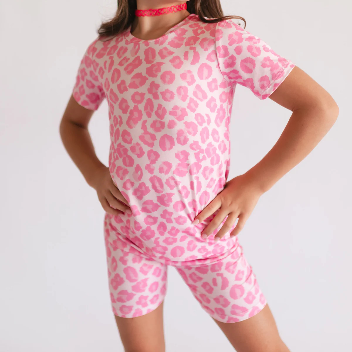 Youth Pajama short sleeve and shorts in Neon Cheetah | Silks Design