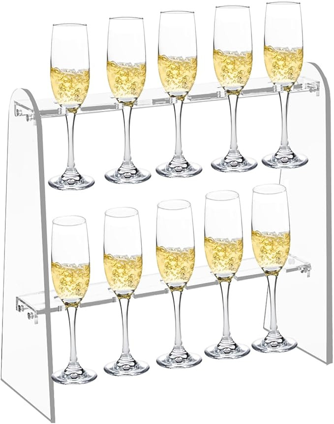 Champagne Wall Holder for Party, 2-Tier Clear Acrylic Champagne Glass Holder Stand Stemware Champ... | Amazon (US)