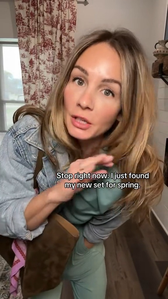 Cute spring 2 piece pant set! I’m in a small. Lots of stretch and comfort. The shoulder pads give it structure, when you tuck it in it looks like a jumpsuit! 

#springoutfit2026 #springoutfit #2piecepantset

#LTKPetite #LTKTravel #LTKSpringSale