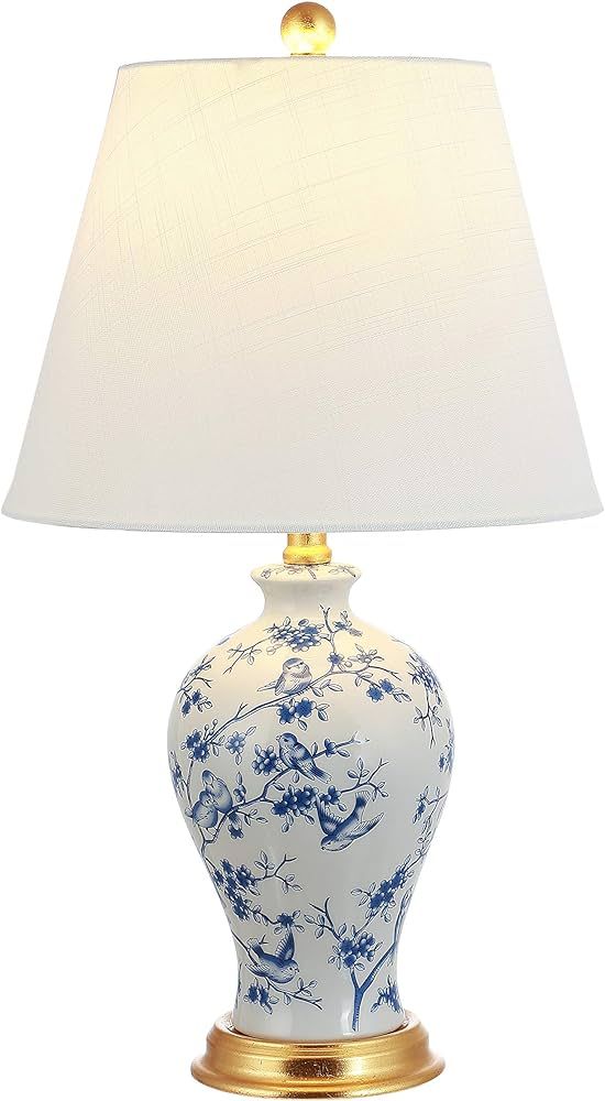 JONATHAN Y JYL3009B Grace 24" Floral Classic LED Table Lamp Cottage Traditional Bedside Desk Nightstand Lamp for Bedroom Living Room Office College Bookcase LED Bulb Included, Blue/White | Amazon (US)
