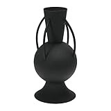 Bloomingville Textured Metal 4 Handles Vase, 7" L x 7" W x 14" H, Black | Amazon (US)