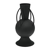 Bloomingville Textured Metal 4 Handles Vase, 7" L x 7" W x 14" H, Black | Amazon (US)