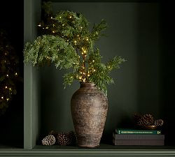 Faux Lit Green Cedar Branch | Pottery Barn (US)