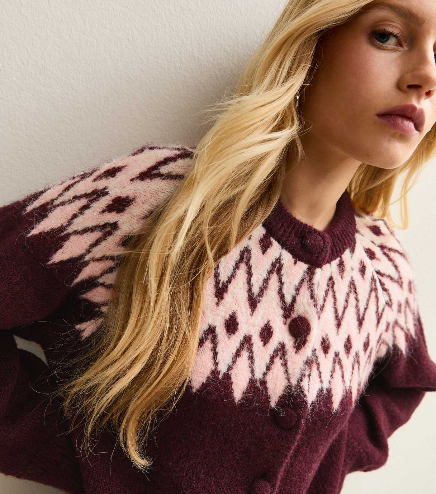 Red Fairisle Crew Neck Cardigan | New Look | New Look (UK)