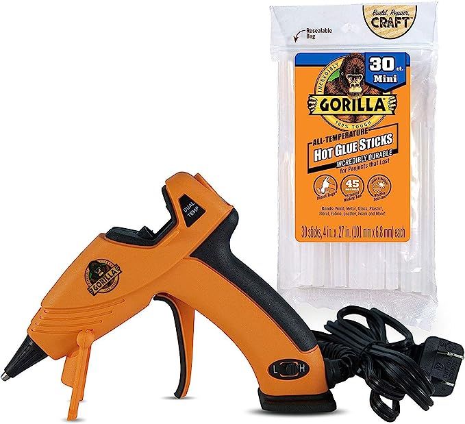 Gorilla Dual Temp Mini Hot Glue Gun Kit with 30 Hot Glue Sticks, (Pack of 1) | Amazon (US)
