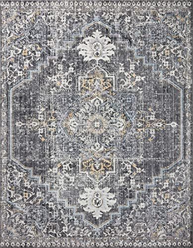 Loloi II Cassandra Collection CSN-02 Charcoal / Gold, Traditional 6'-7" x 9'-3" Area Rug | Amazon (US)