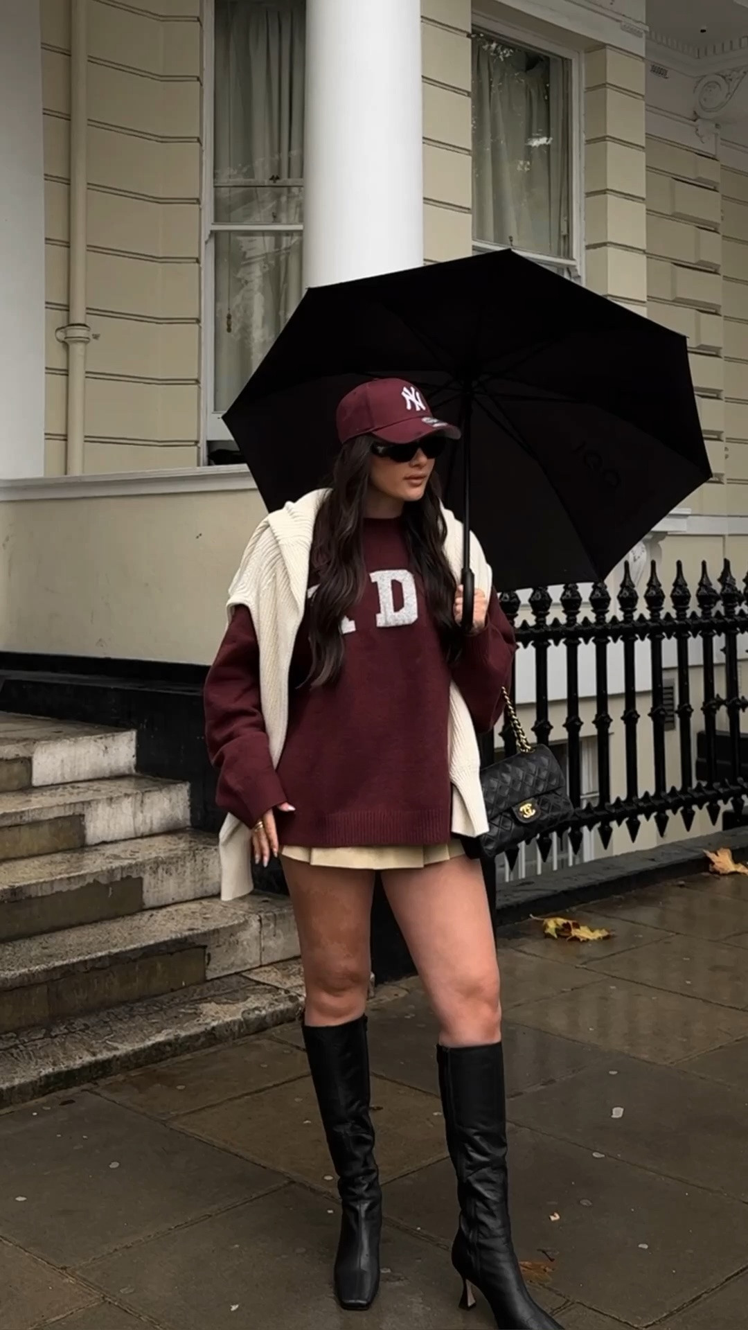 Cozy sweater and mini skirt outfit for fall - loving anything burgundy this season!

#LTKootd #LTKActive