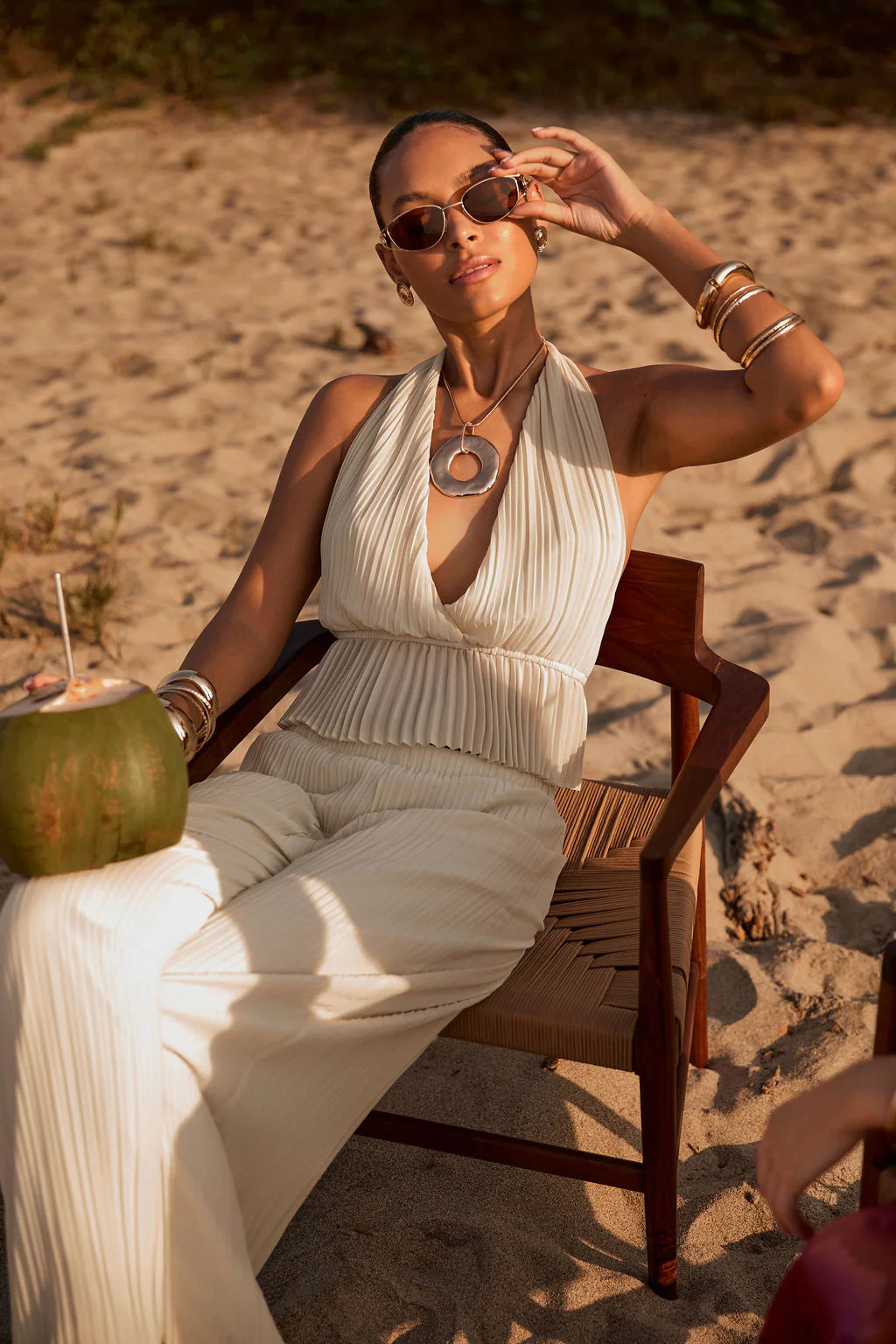 Costa Cream Plisse Halter Top | 12th Tribe | 12th Tribe