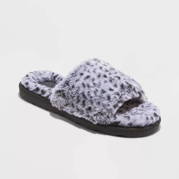 Women's Emma Faux Fur Slide Slippers - Stars Above™ | Target