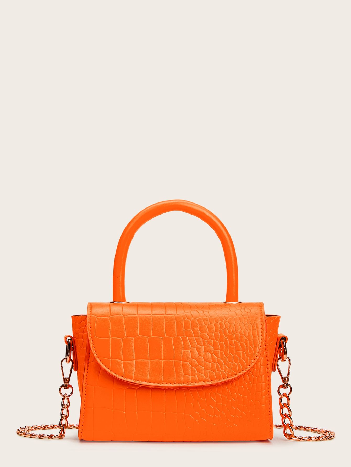 Croc Embossed Satchel Chain Bag | SHEIN