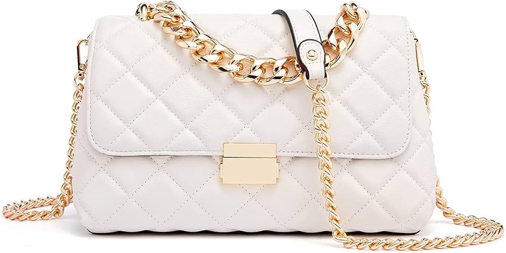 DORIS&JACKY Quilted Purse For Women Genuine Leather Shoulder Designer Handbags with Metal Chain S... | Amazon (US)