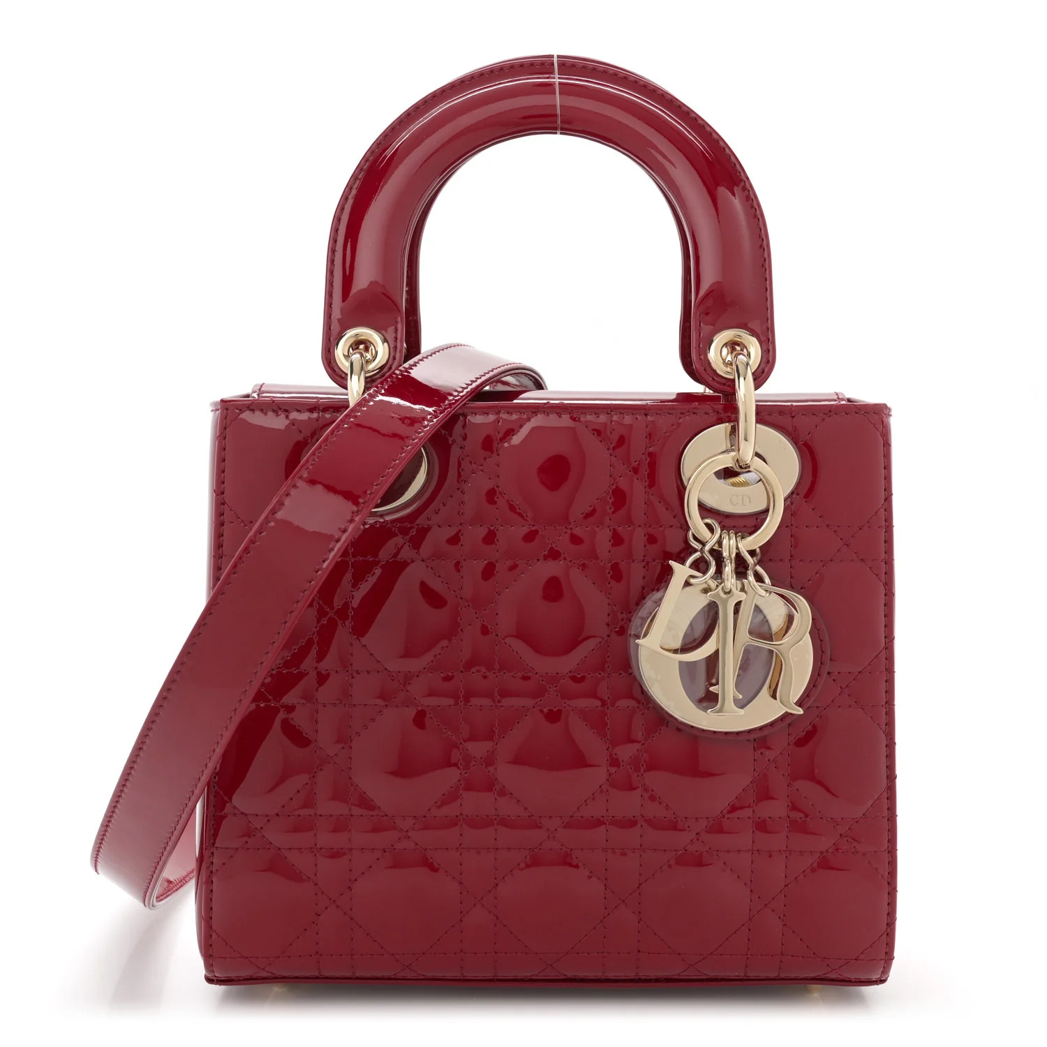 Patent Cannage Small Lady Dior Cherry Red | FASHIONPHILE (US)