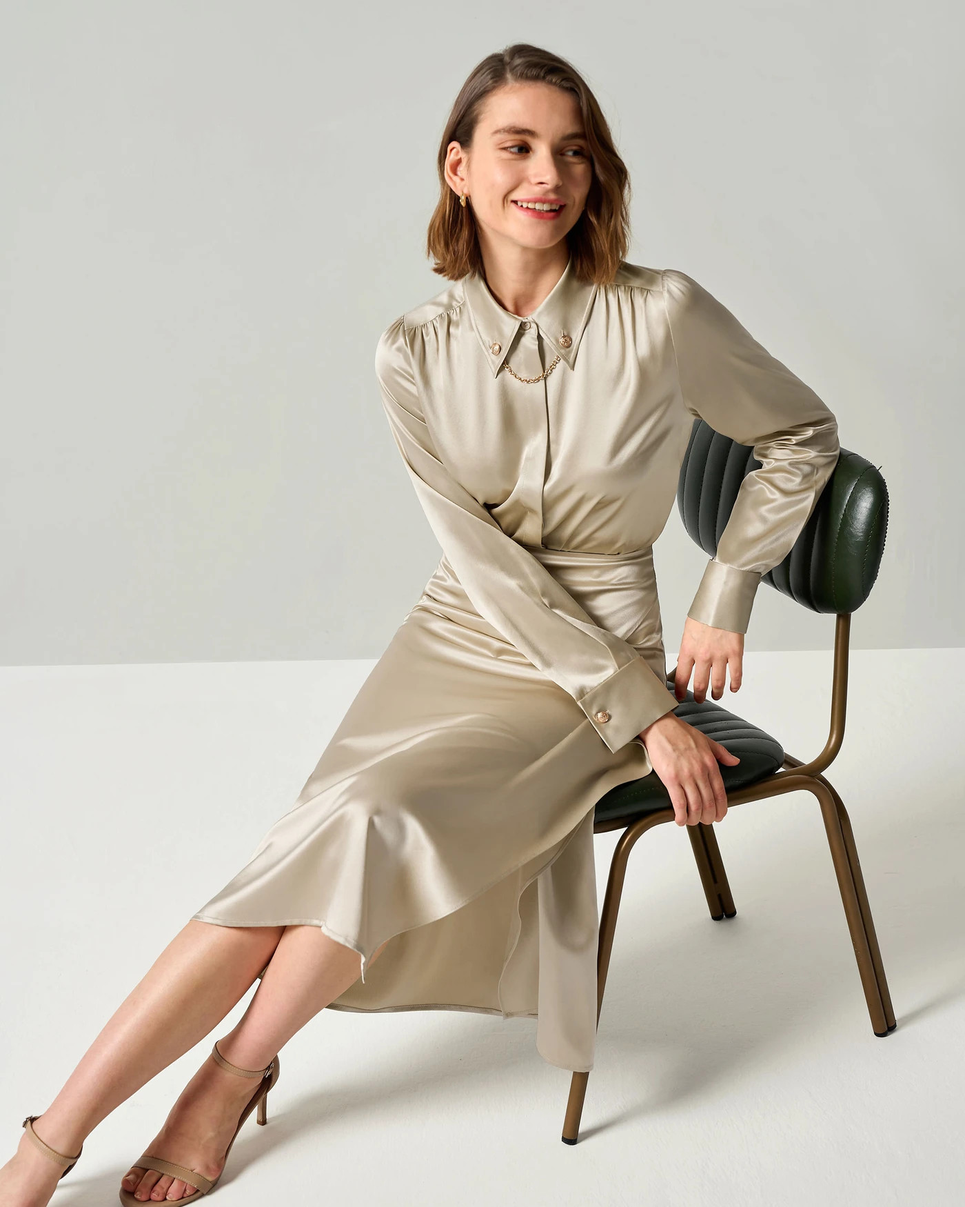 Silk Blouse With Metal Chain | LilySilk