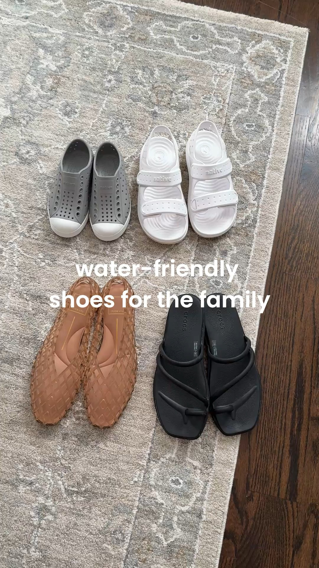 Jelly sandals 5 and crocs sandals 5, both size down if you’re a half size

Kids natives are also whole sizes only and run a little roomy

Pool beach shoes , travel , family kids vacation water shoes , Nordstrom

#LTKTravel #LTKKids #LTKmomlife