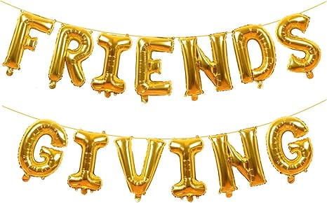 Friendsgiving Decorations Gold Foil Letter 16 Inches Tall Balloons Banner Thanksgiving Friends Pa... | Amazon (US)