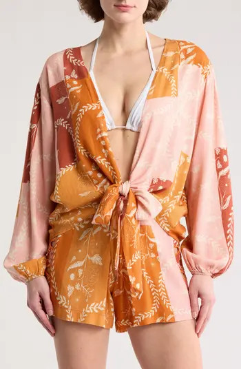 Maaji Tori Leaf Patchwork Cover-Up Shirt | Nordstromrack | Nordstrom Rack