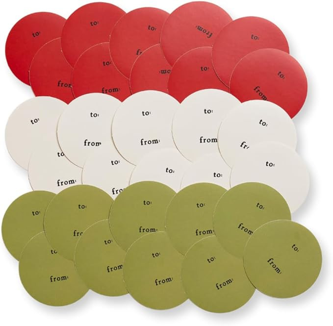 to from Gift Tag Stickers, 30 Pieces, Holiday Christmas Tags, Red Green Cream | Amazon (US)