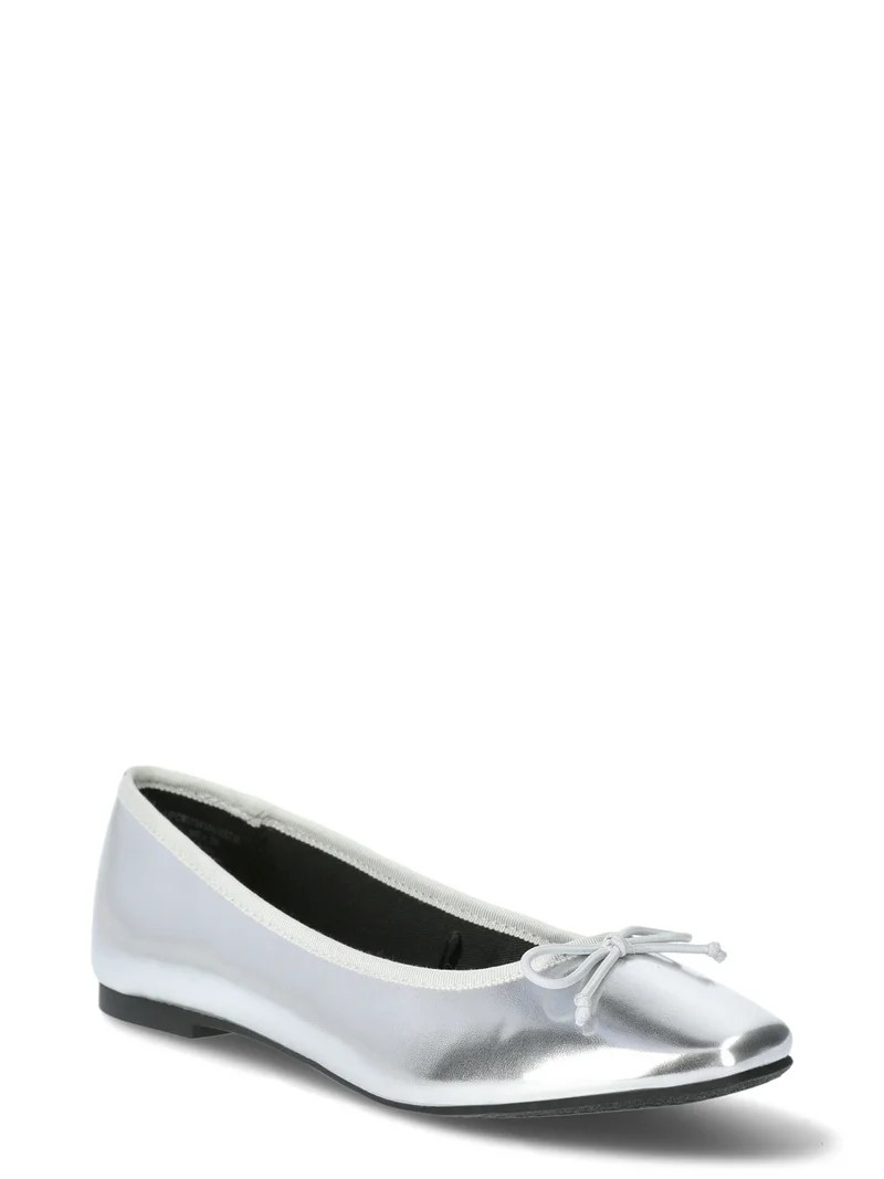 Time and Tru Women's Faux Leather Ballet Flats | Walmart (US)