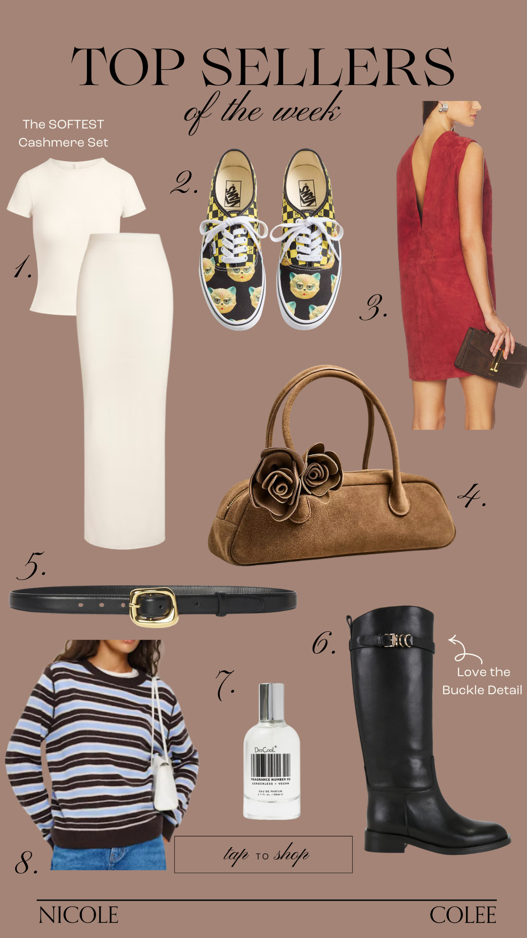 Your faves from the week here!! This cashmere set is insane! 

Nicole Colee, Skims, Dedcool, reformation, black suede studio, vans, valentino, SRG 

 #LTKGiftGuide #LTKStyleTip #LTKShoeCrush