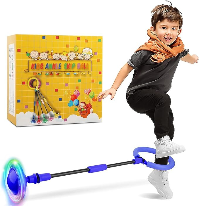 Ankle Skip Ball for Kids, Foldable Skip Ball Toy with Colorful Flash Wheel, Outside Toys for Kids... | Amazon (US)