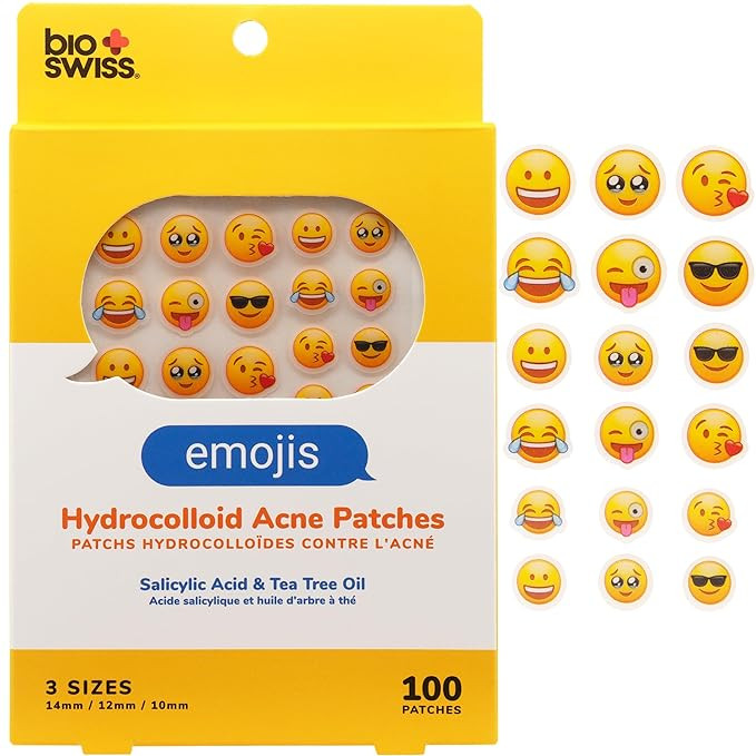 BioSwiss Pimple Patches, Emojis Patch for Zits and Blemishes, Hydrocolloid Spot Stickers for Face... | Amazon (US)