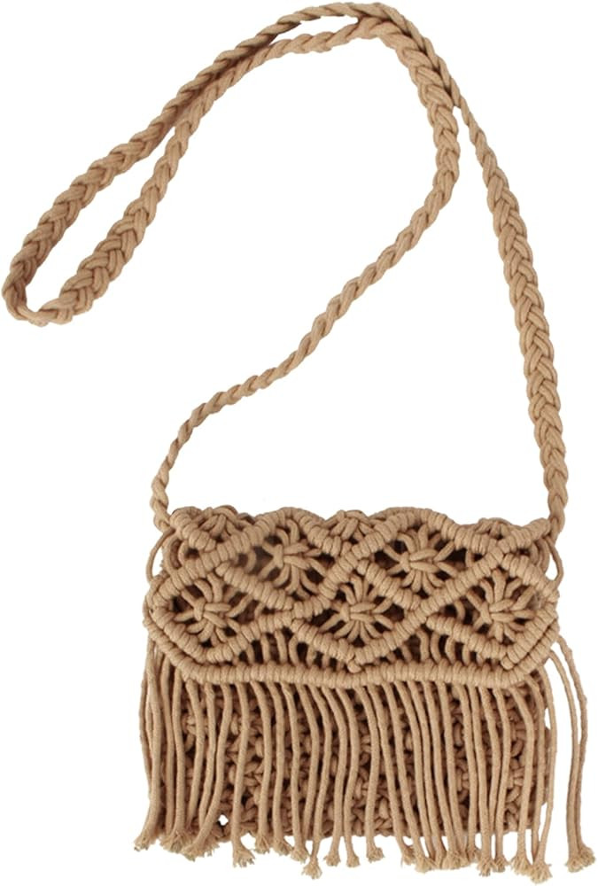 Van Caro Women's Cotton Crochet Tassel Shoulder Purse Bohemian Messenger Bag | Amazon (US)