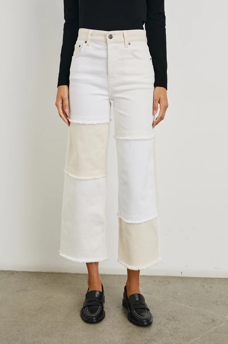 GETTY CROP WIDE LEG - ECRU PATCHWORK | Rails